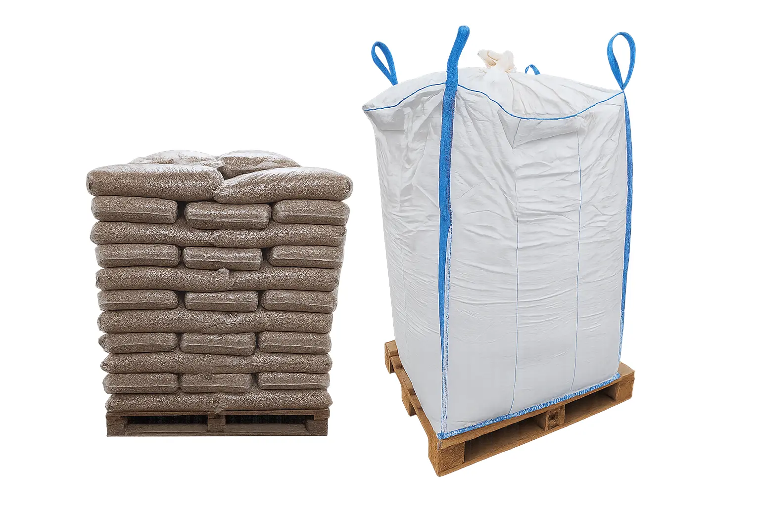 Pellet ze słomy BedStraw opakowanie zbiorcze big-bag i worki 15 kg na paletach